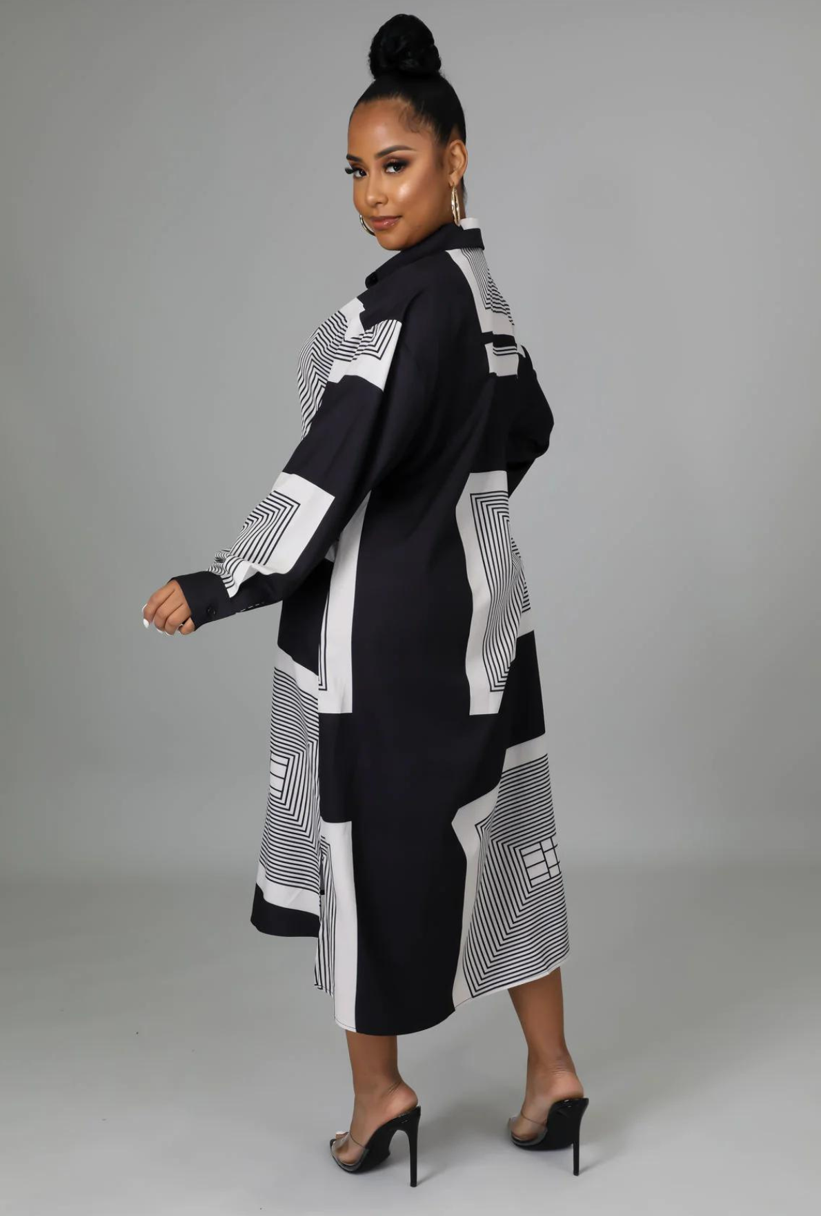 D'Mora -Oversized Dress (MULTICOLOR BLACK)