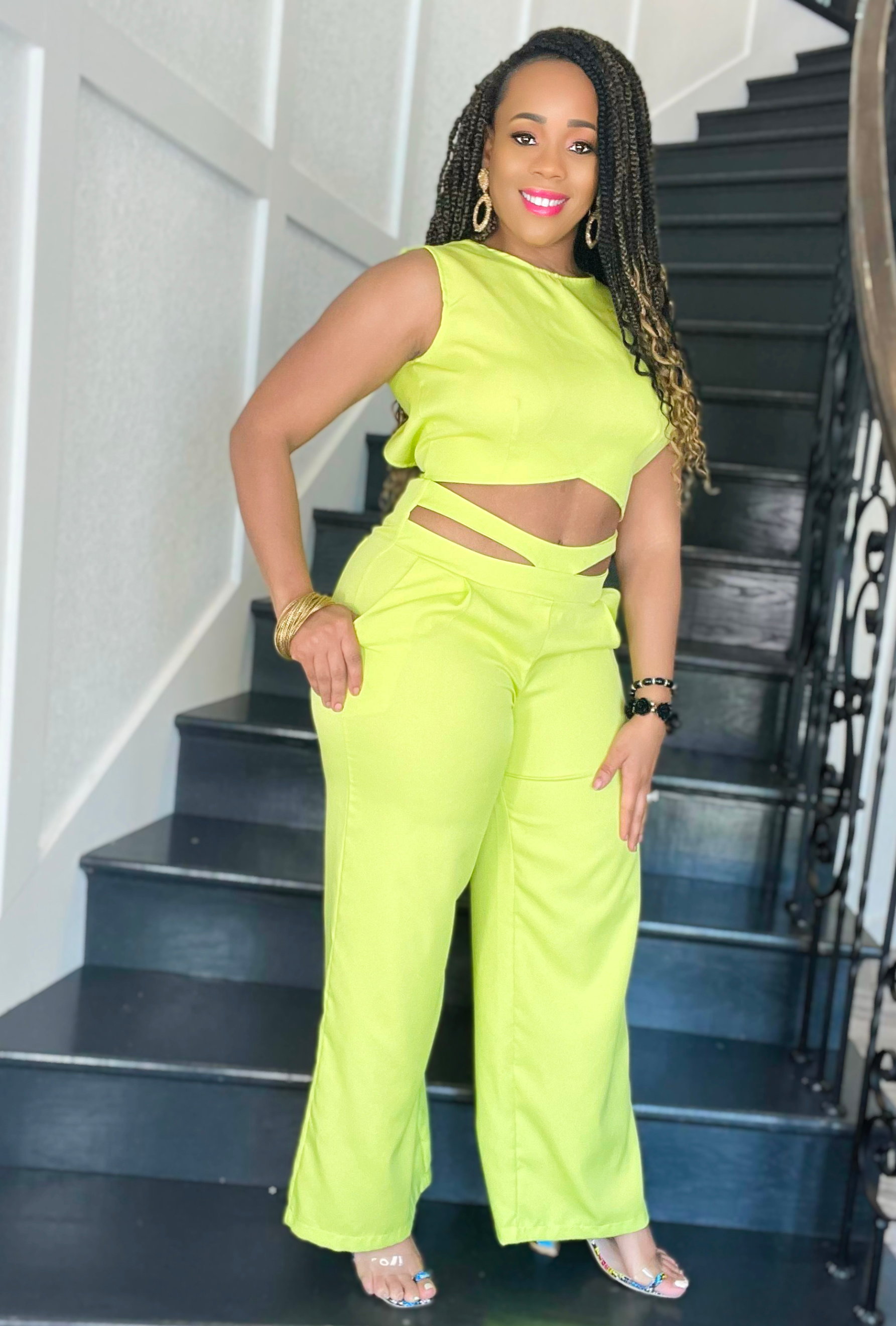 Selena  Hot Girl Backless Slim Fit Pants Set