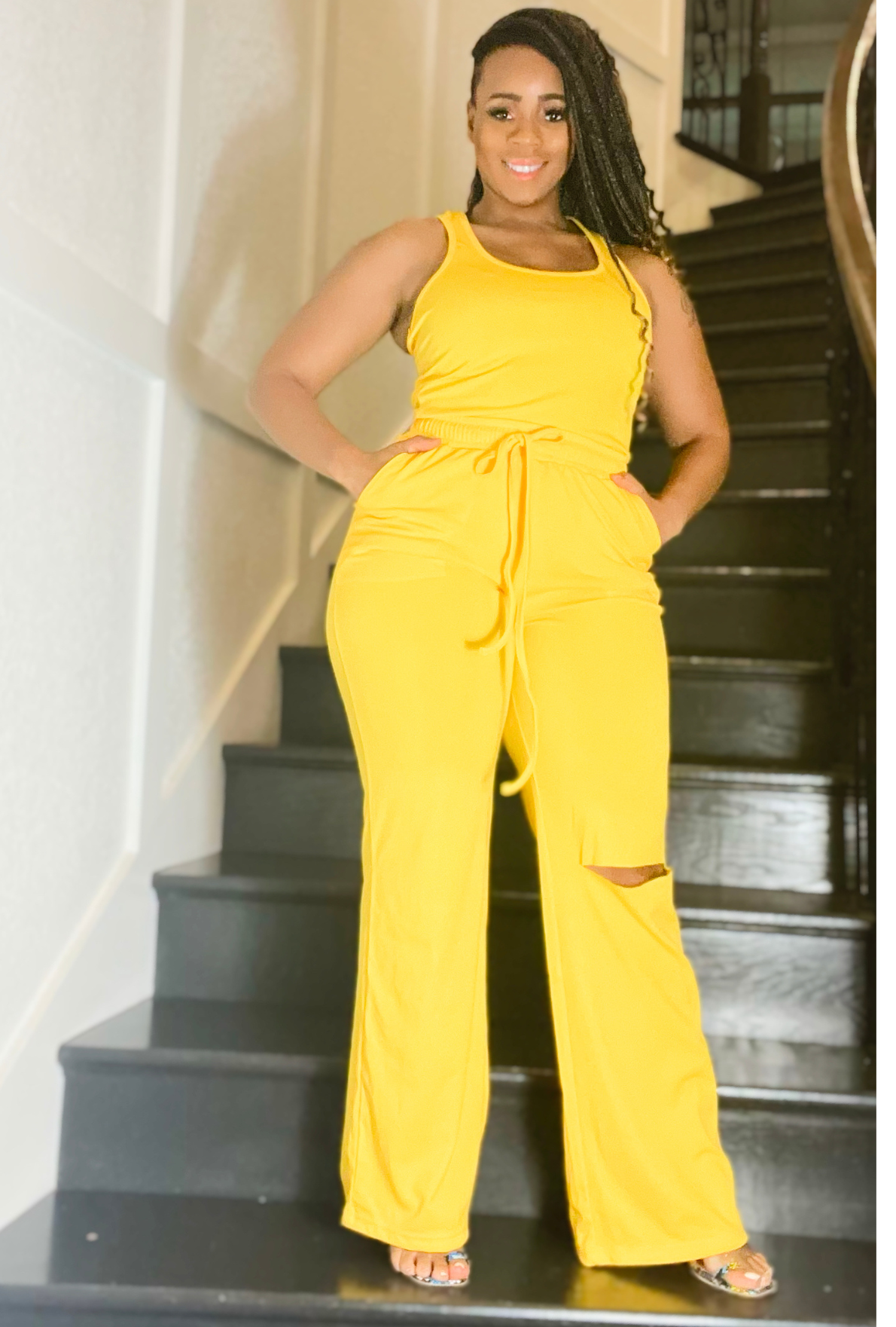 Yummy Ripped Wide-leg Pants 2 piece set