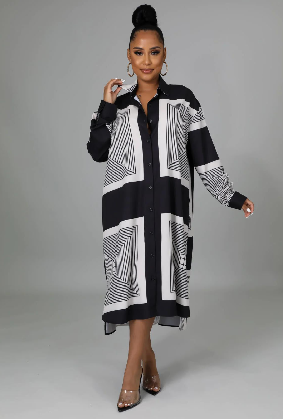 D'Mora -Oversized Dress (MULTICOLOR BLACK)