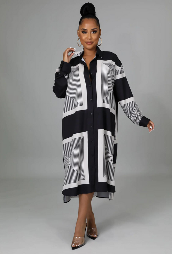 D'Mora -Oversized Dress (MULTICOLOR BLACK)