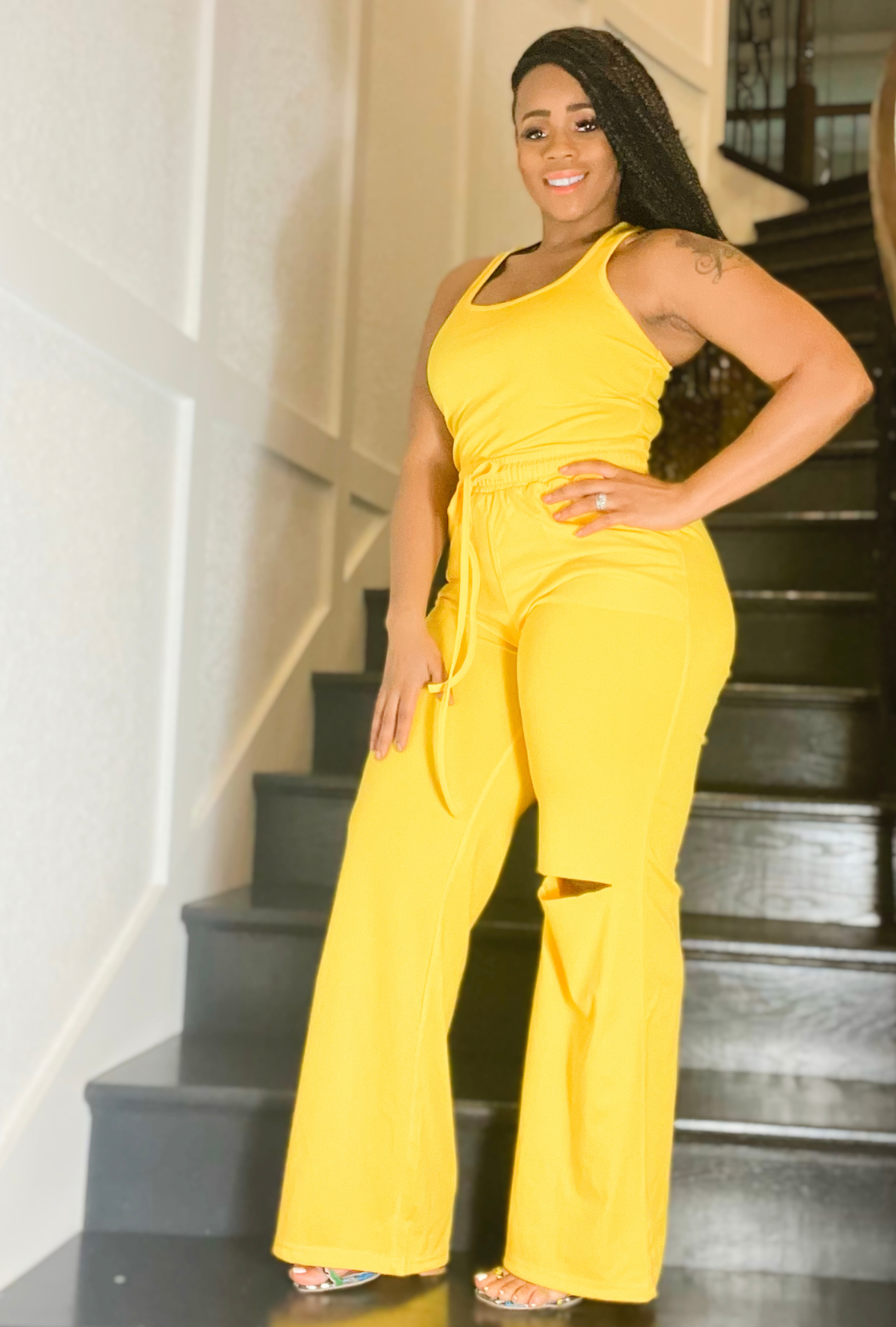Yummy Ripped Wide-leg Pants 2 piece set