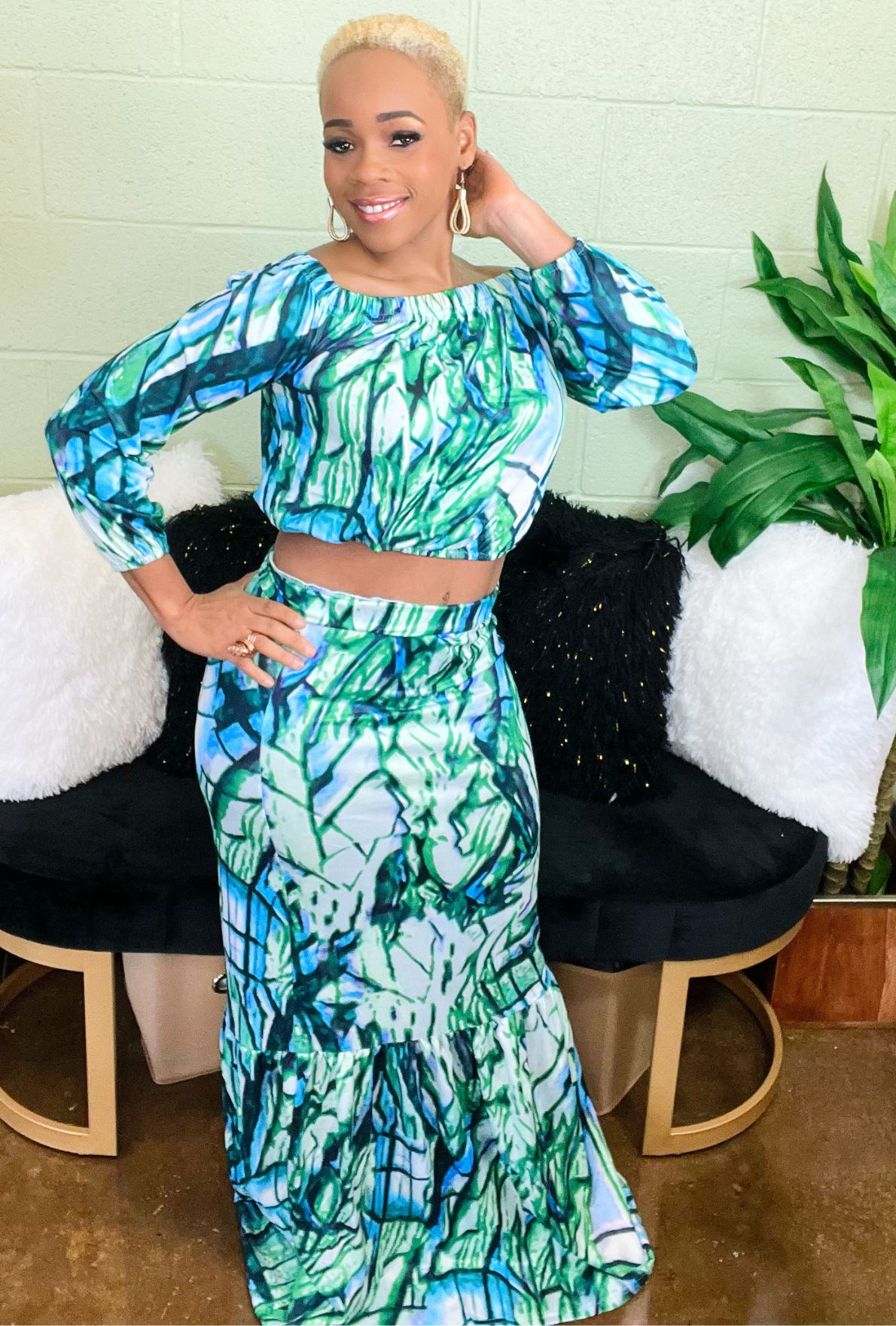 Lillian Off Shoulder Skirt Set