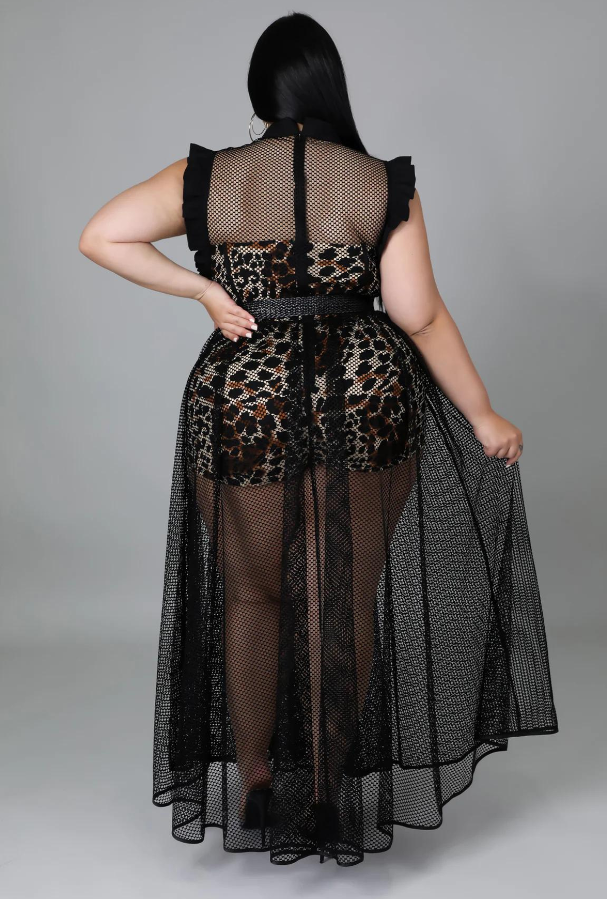 Head Over Heels- Black Mesh Dress/Romper 2 piece Set