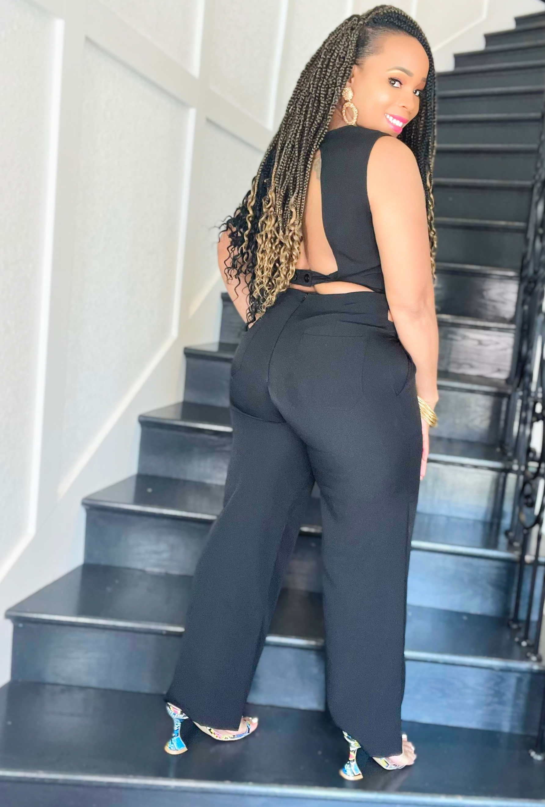 Selena  Hot Girl Backless Slim Fit Pants Set