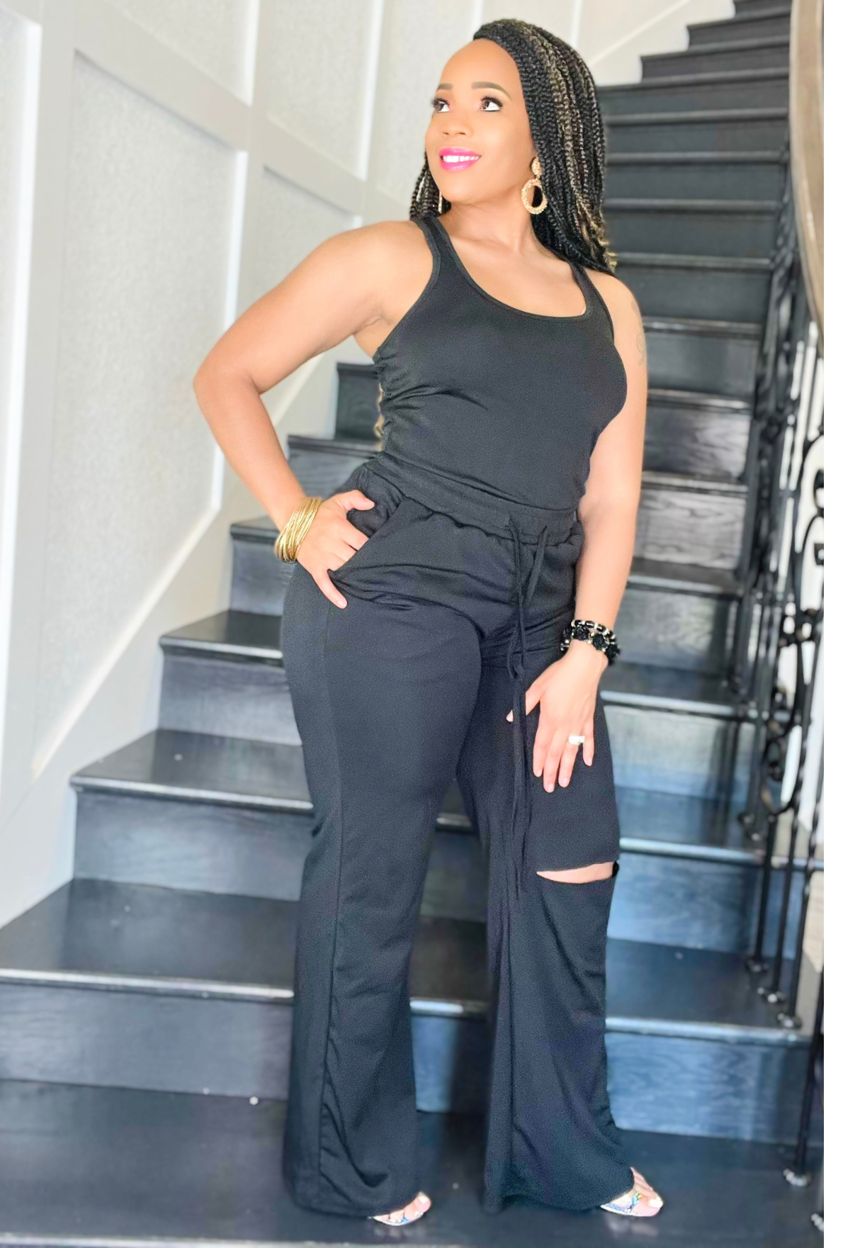 Yummy Ripped Wide-leg Pants 2 piece set
