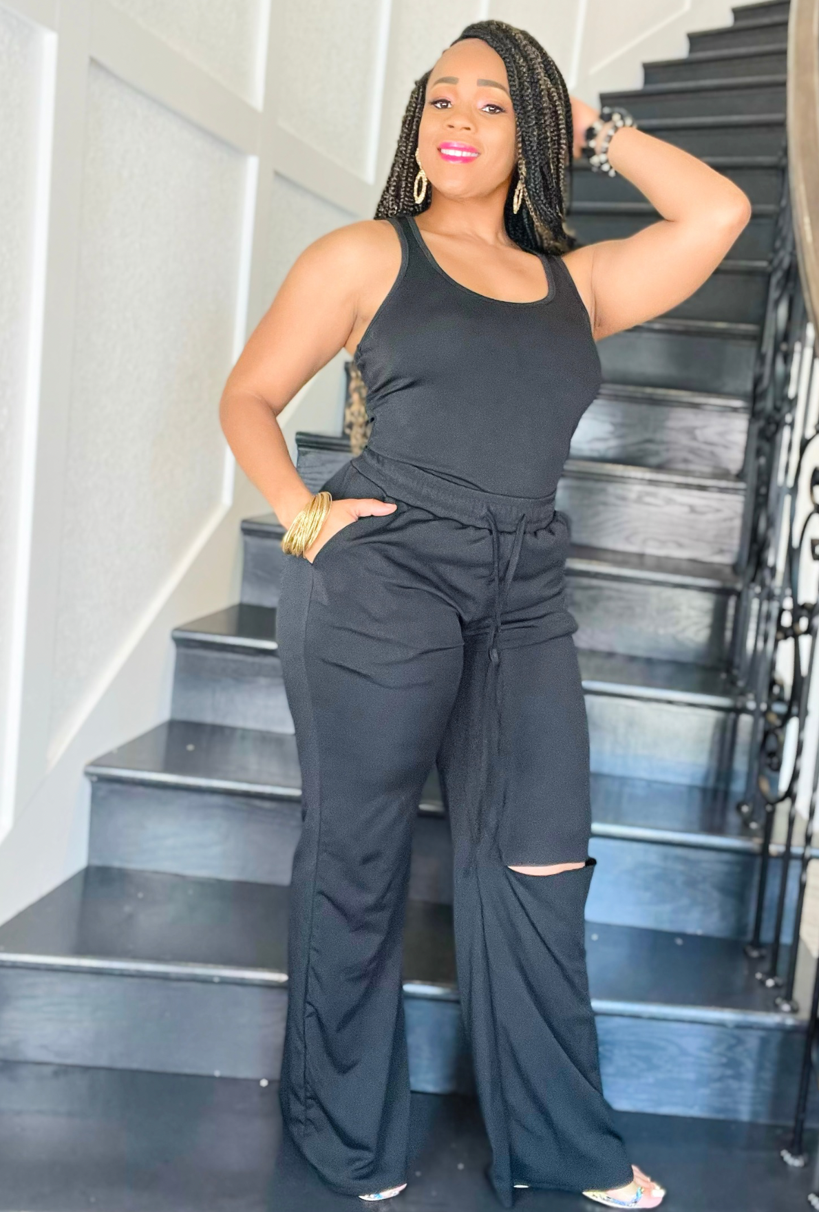 Yummy Ripped Wide-leg Pants 2 piece set