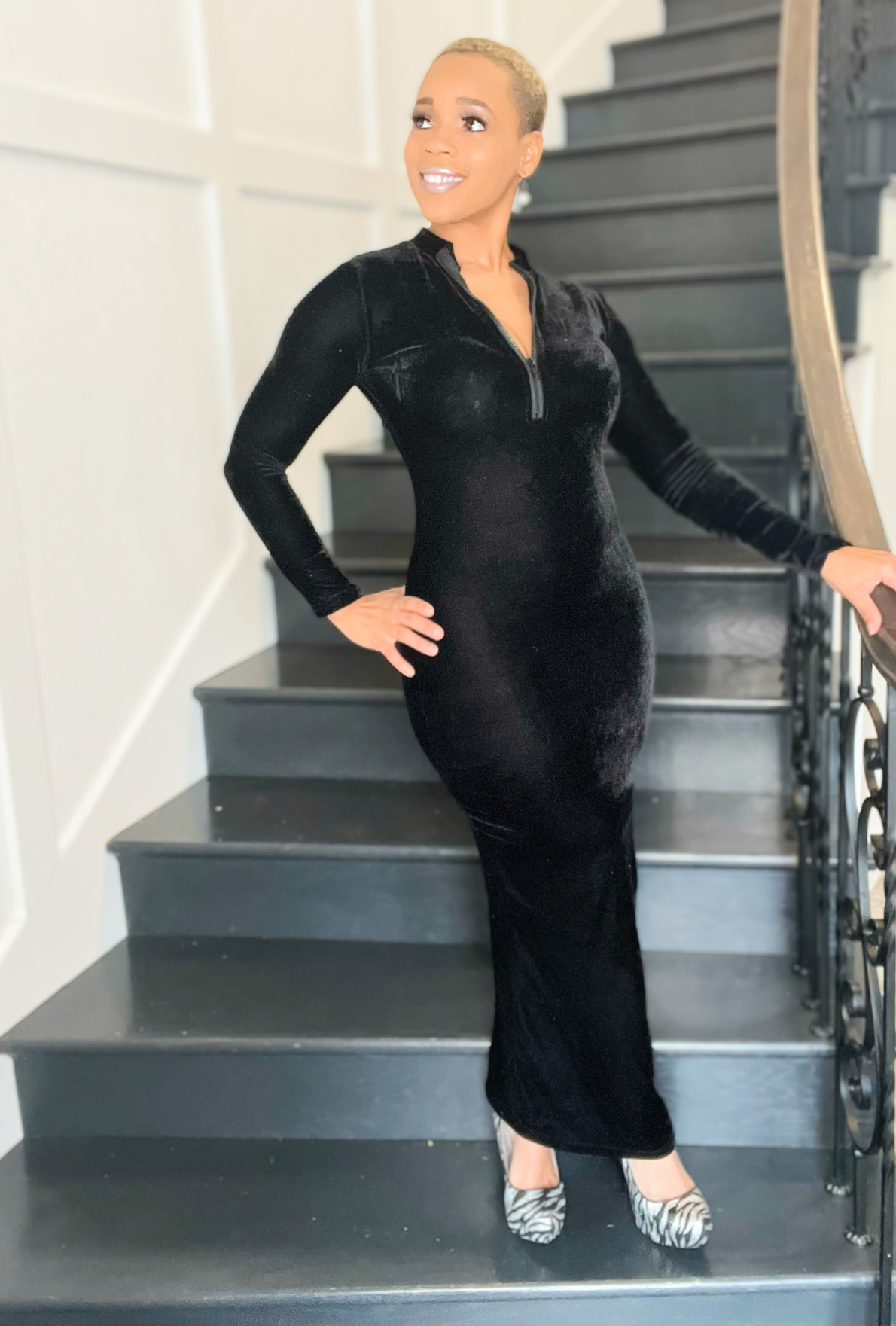 Lady Love Long Sleeve Black Maxi Dress