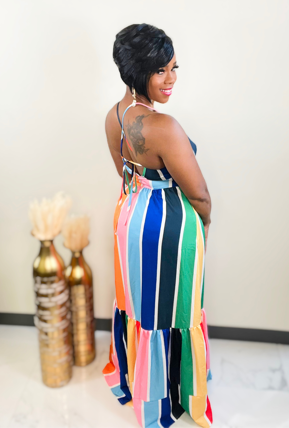 Over The Rainbow - Multicolor Pinstripe Dress
