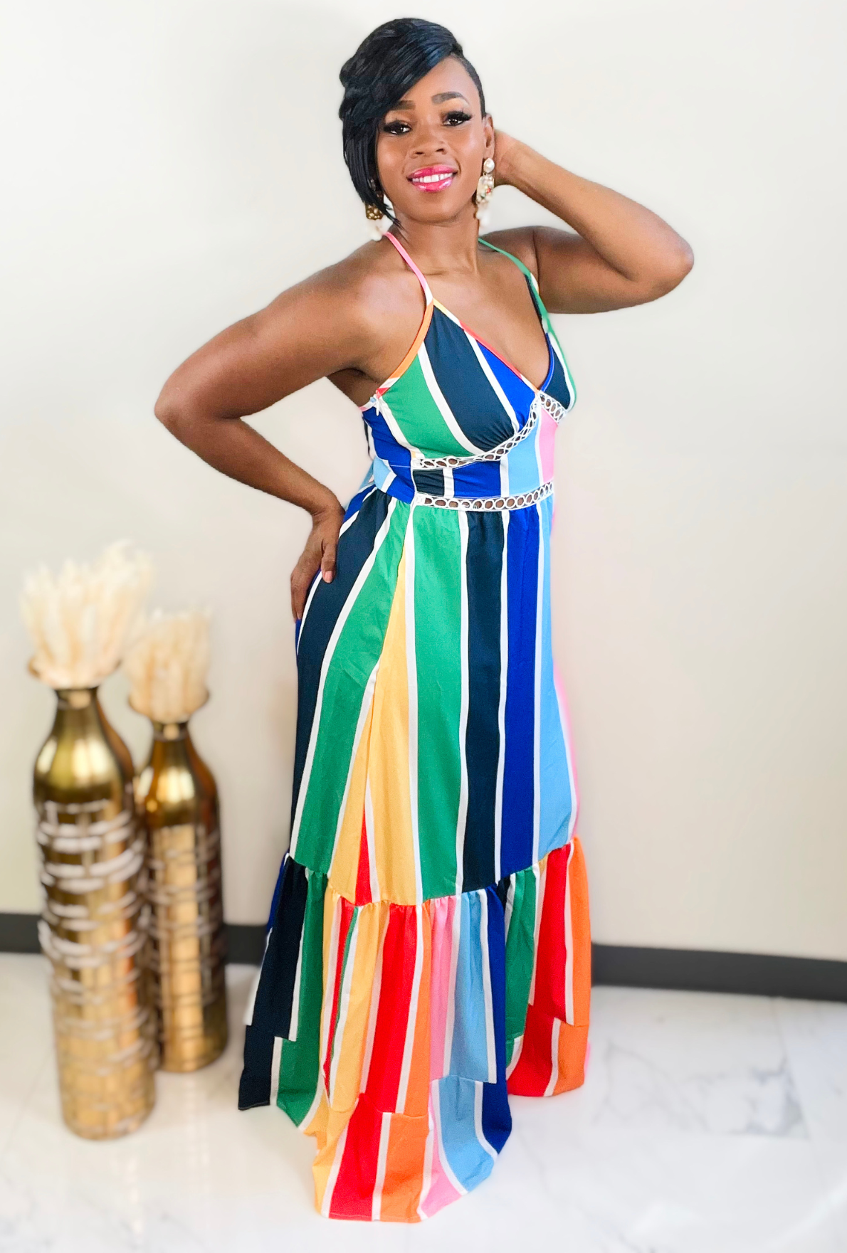 Over The Rainbow - Multicolor Pinstripe Dress