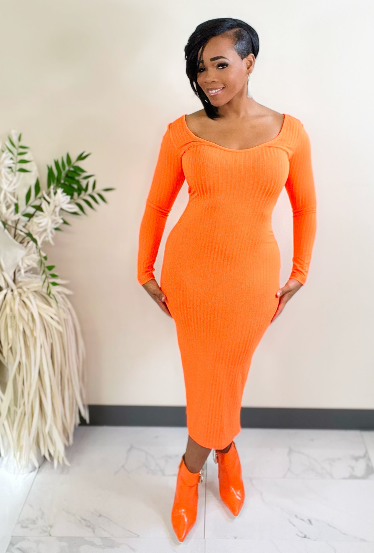 Juicy Froot -Midi Dress (Orange)