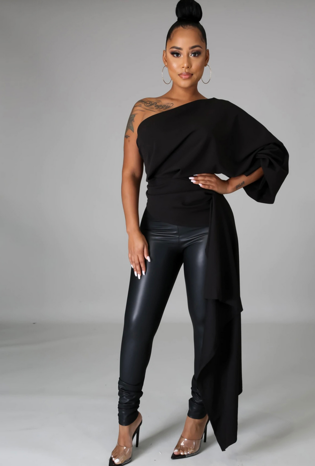 Livin Life- One Shoulder Top (Black)